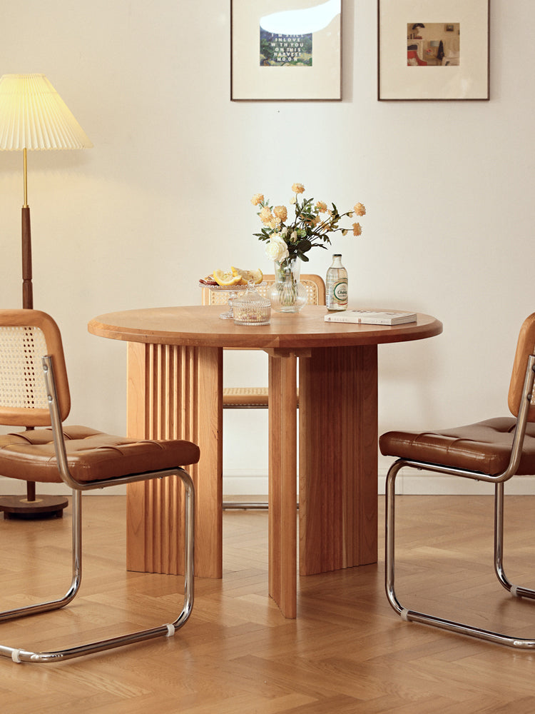 mesa de jantar redonda de madeira maciça, mesa de jantar redonda de madeira maciça de 60 polegadas
