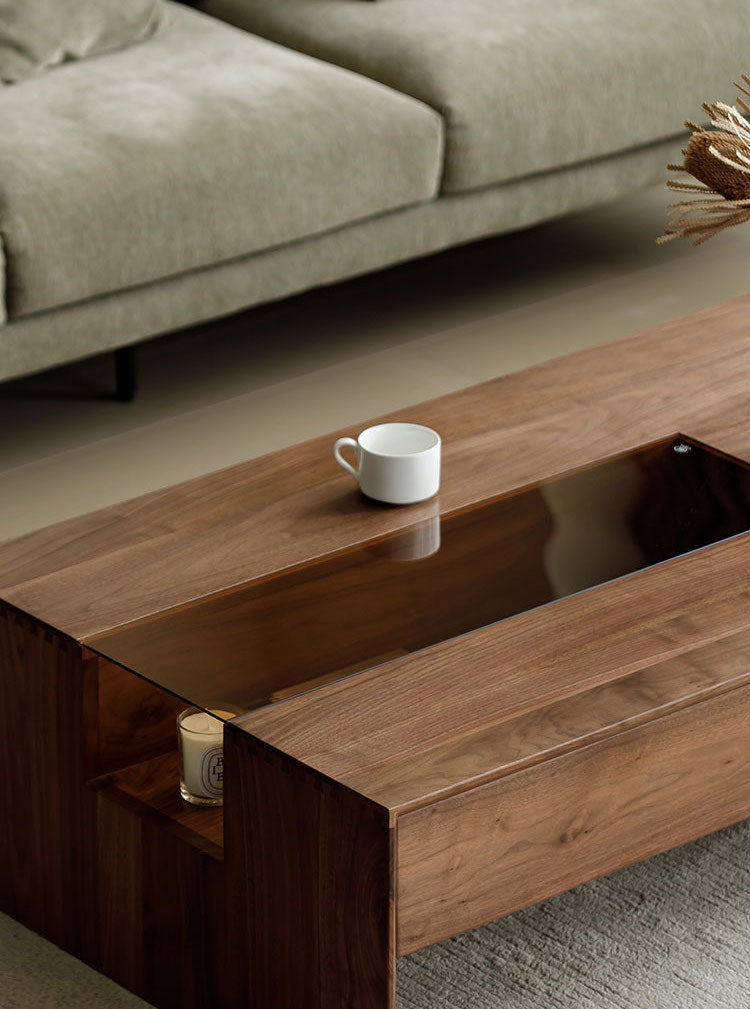 Table basse moderne en bois de noyer noir massif table basse en noyer véritable