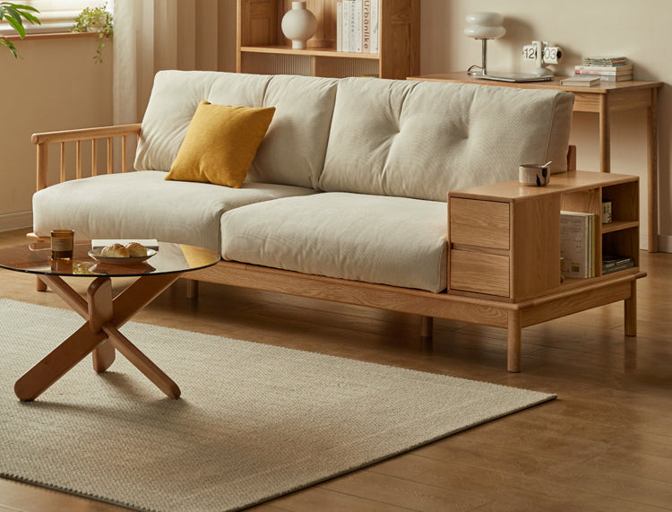 sofá de madeira de carvalho, sofá de carvalho de madeira maciça couro genuíno