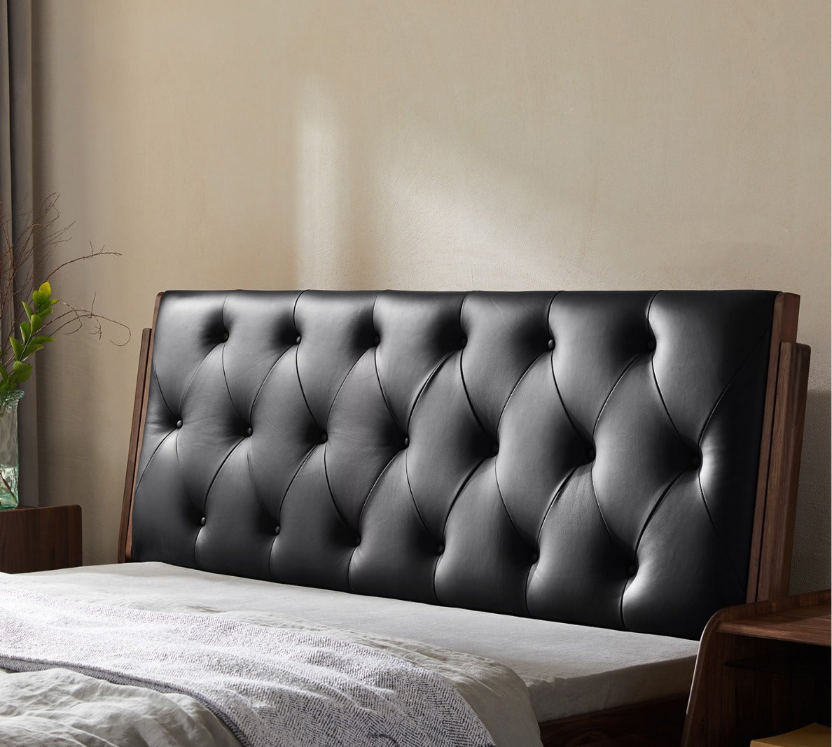 modern black walnut wood bed frame cow leather, black walnut wood bed frame king