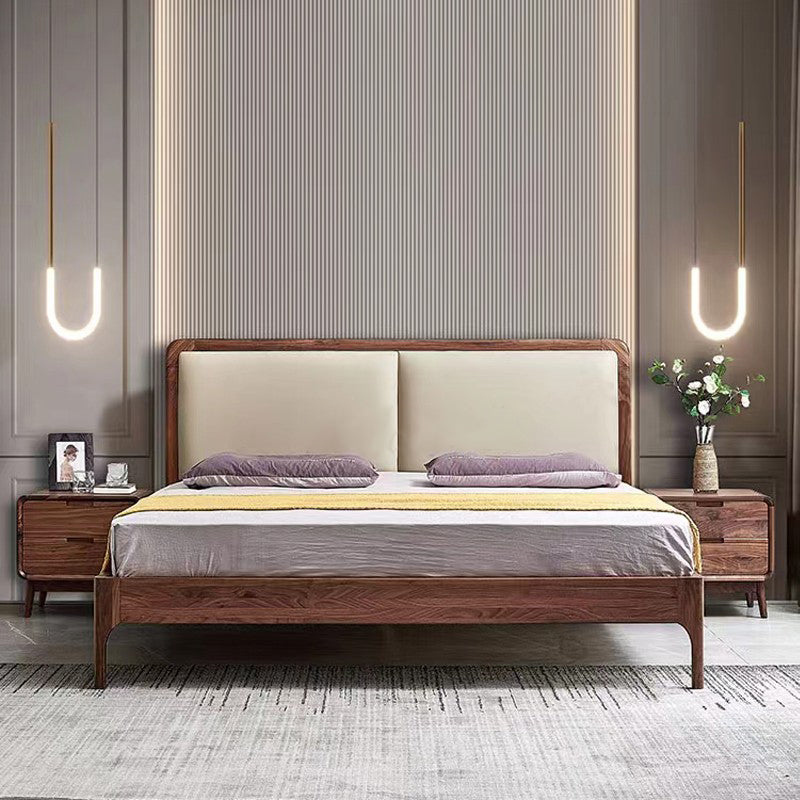 هيكل سرير منصة من خشب الجوز، سرير بحجم كينغ من خشب الجوز، سرير من خشب الجوز