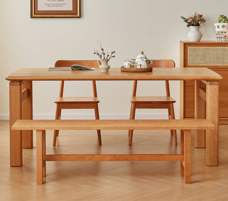 mesa de comedor de madera de cerezo, mesa de comedor de madera maciza de cerezo