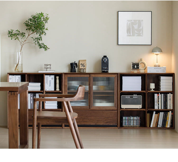 shelving unit walnut, modern walnut bookcase, walnut ladder bookshelf