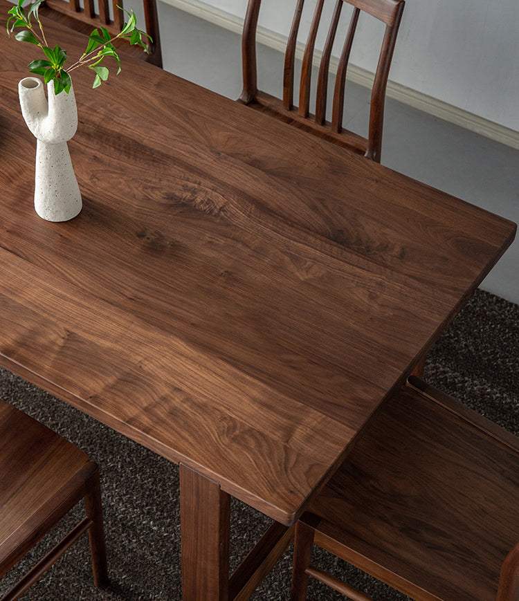 mesa de comedor de madera de nogal, mesa de comedor de madera maciza para 6