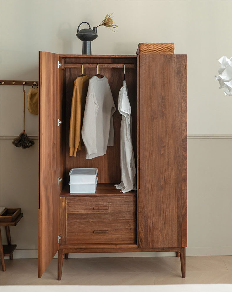 خزانة ملابس من خشب الجوز، وخزانة ملابس من خشب الجوز الداكن، وخزانة ملابس من الخشب الصلب الصلب