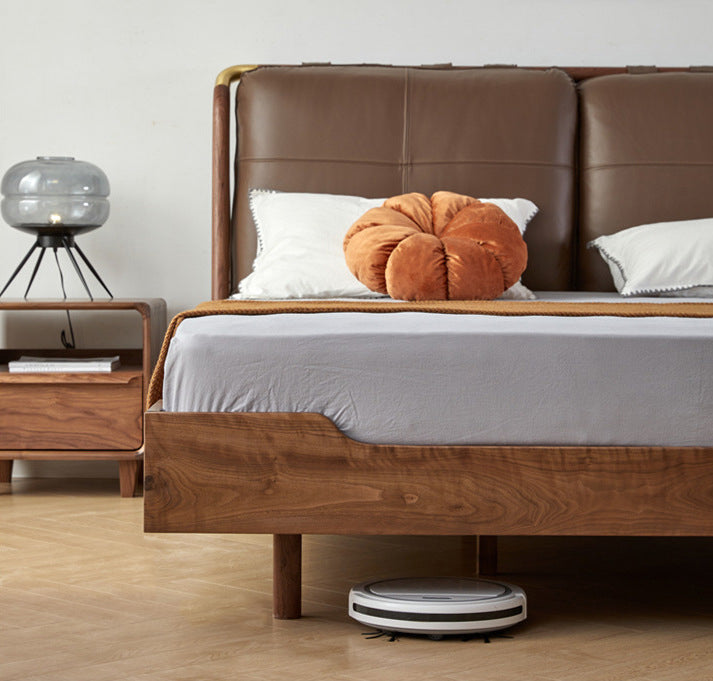 walnut wood bed frame queen, walnut wood king size bed, platform bed frame walnut