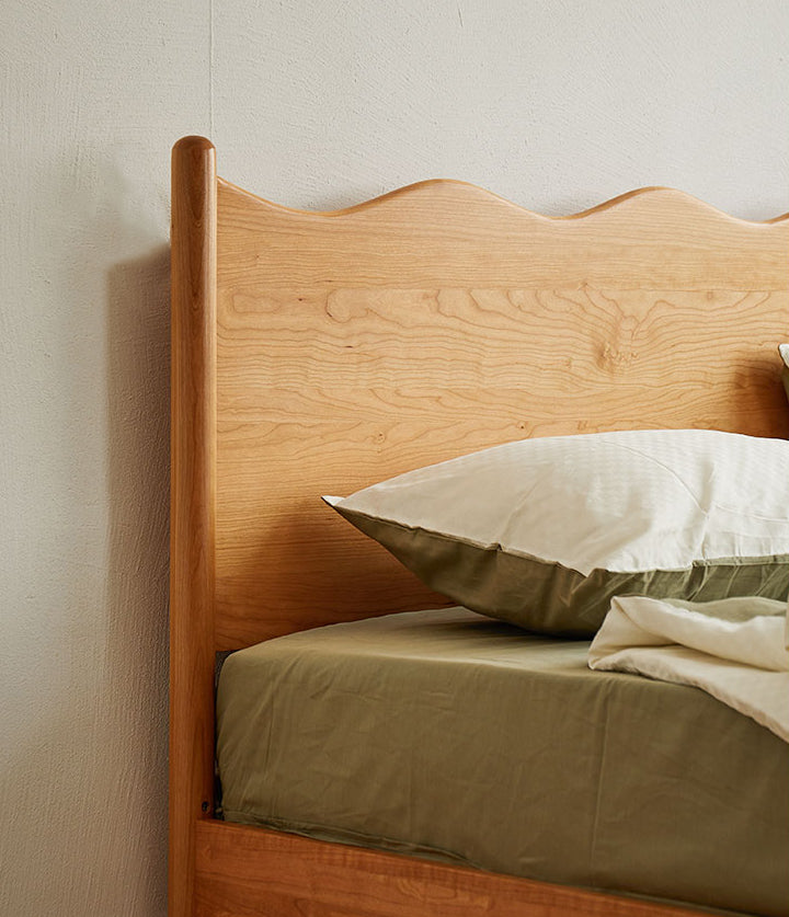 Cama trineo tamaño king de madera de cerezo, cama tamaño queen de madera de cerezo, literas de madera de cerezo