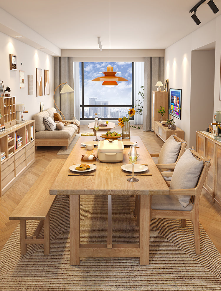 mesas de jantar de madeira maciça de carvalho, mesa de jantar de madeira maciça de carvalho branco