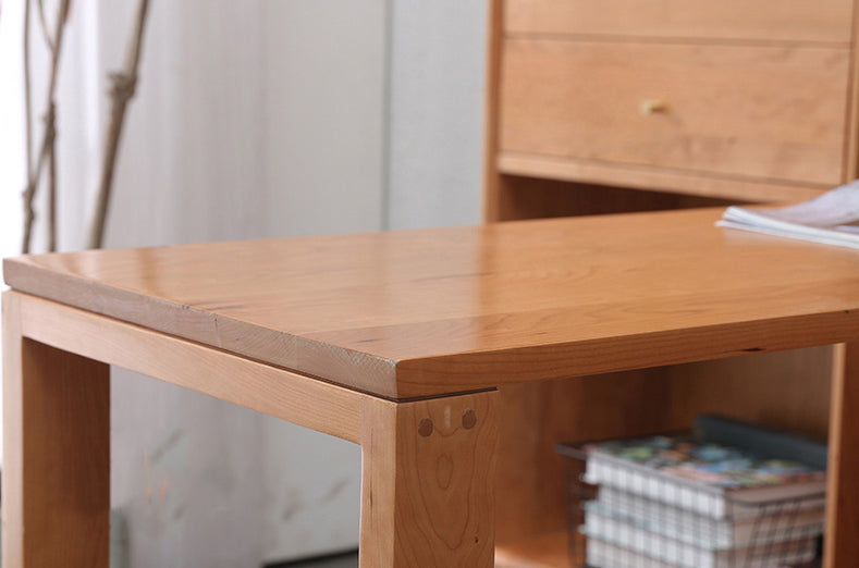 I Shape Cherry Desk With Cabinet Drawer ,Long Cherry Wood Desk