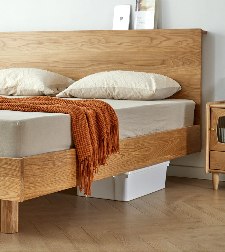 オーク材のベッド、キングサイズのオーク材のベッドフレーム