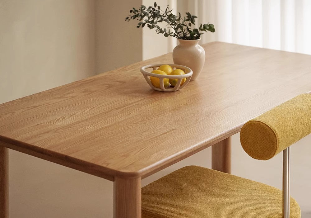 mesa de comedor de madera maciza de roble, mesa de comedor moderna de madera de roble