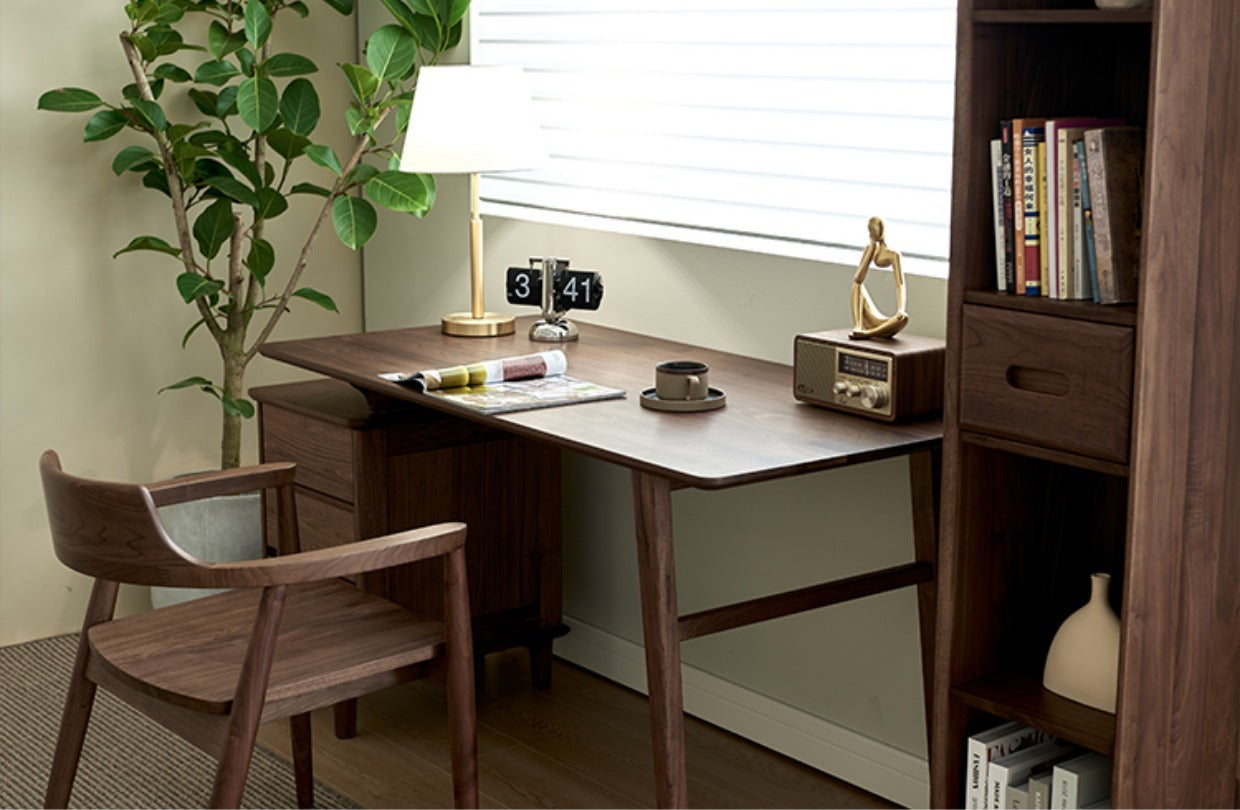 Massive Walnuss-Schreibtische mit kleiner Schublade, Walnuss-Schreibtisch, schwarzer Walnuss-Schreibtisch