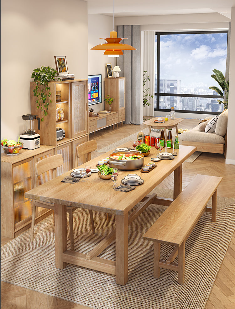 mesas de comedor de madera maciza de roble, mesa de comedor de madera maciza de roble blanco