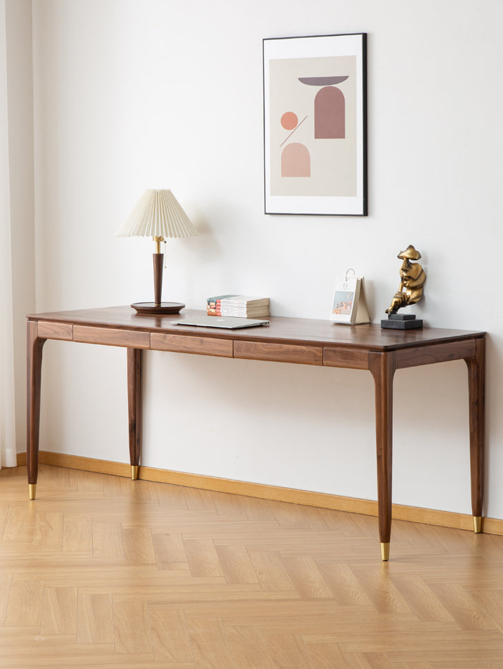Mesa de escritório de nogueira sólida, mesa de madeira de nogueira, mesa de nogueira