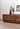 Made to order Solid Made sculpted walnut wood TV console cabinet with sleek modern design and smooth finish.