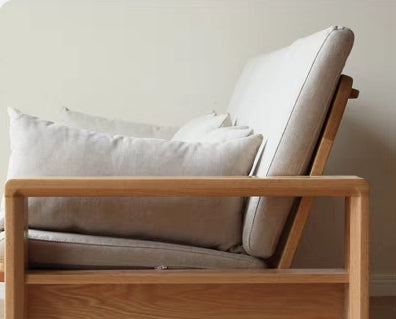 Sofá de madera maciza de roble, juegos de sofás de cuero genuino de madera de roble, cuero genuino