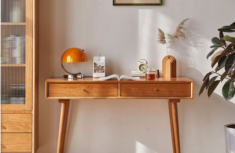 Escritorio de cerezo, mesa pequeña, escritorio pequeño, tocador