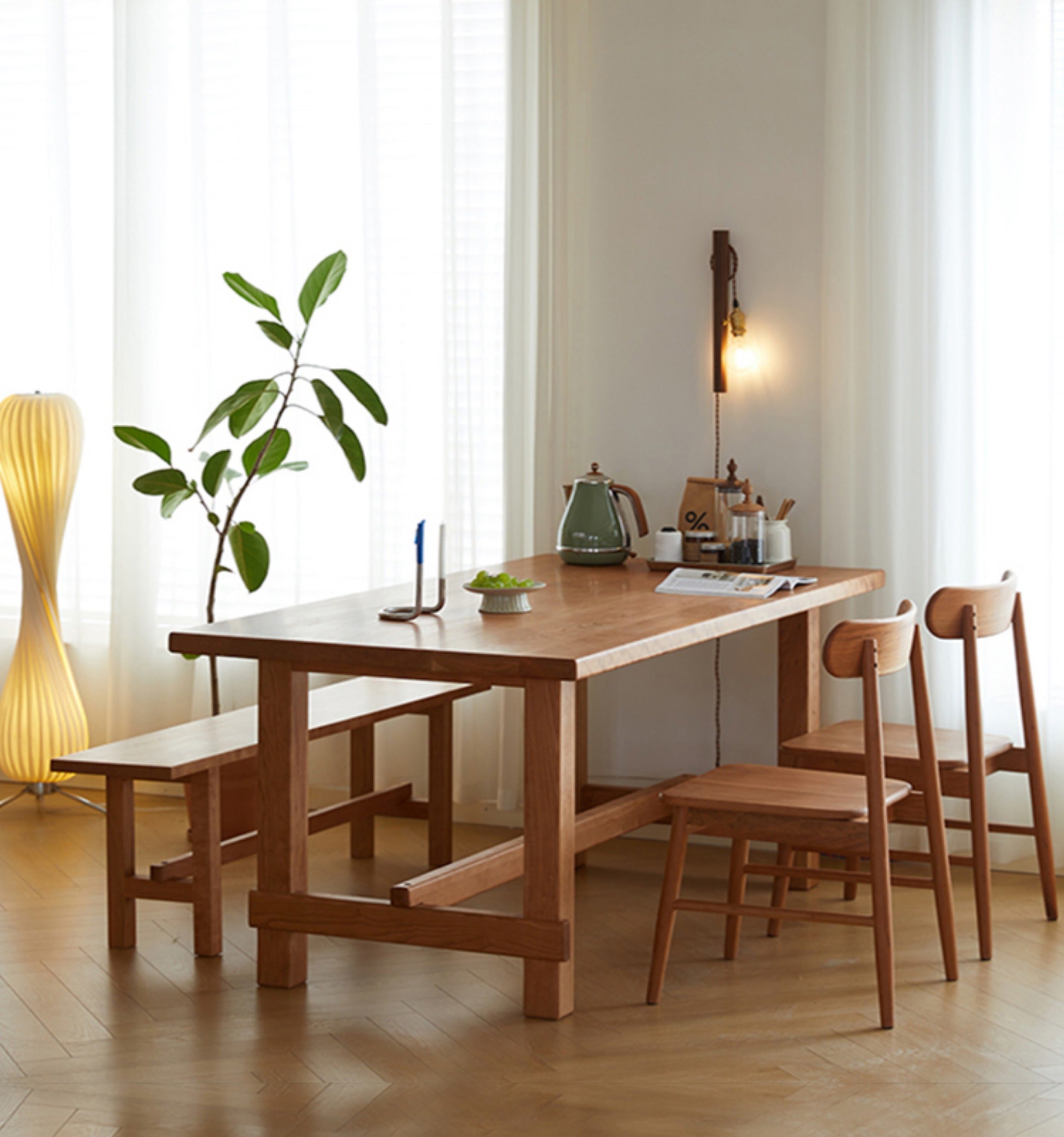 Se vende mesa de comedor de madera de cerezo, mesa de comedor rectangular de madera de cerezo