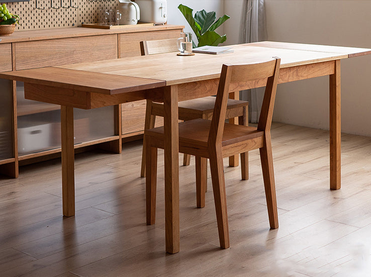 Japandi solid oak wood extendable dining table, made of solid oak
