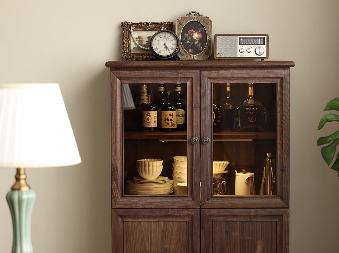 Black walnut wood cupboard, solid wood storage caboinet