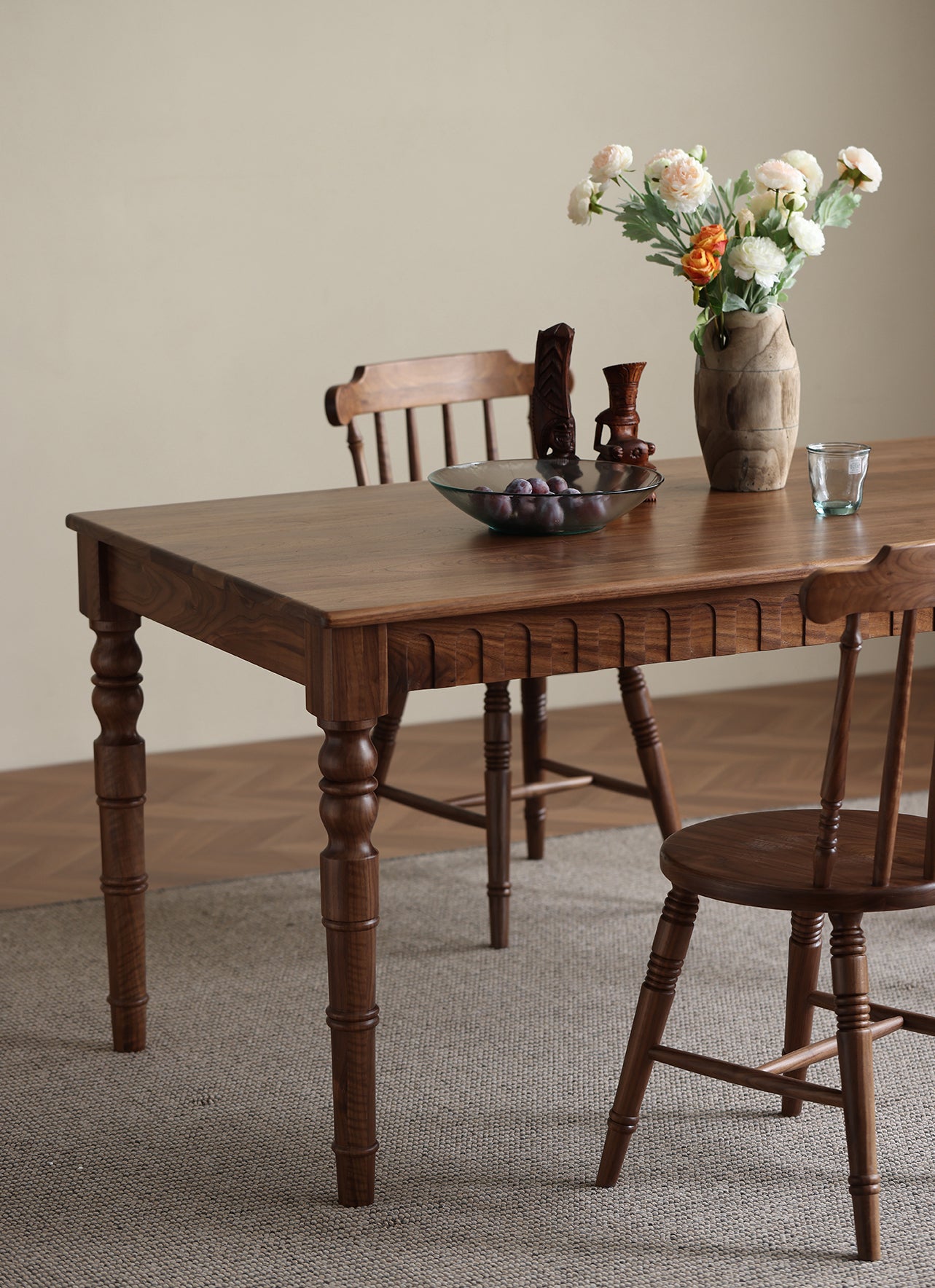 modern American style solid walnut wood dining table
