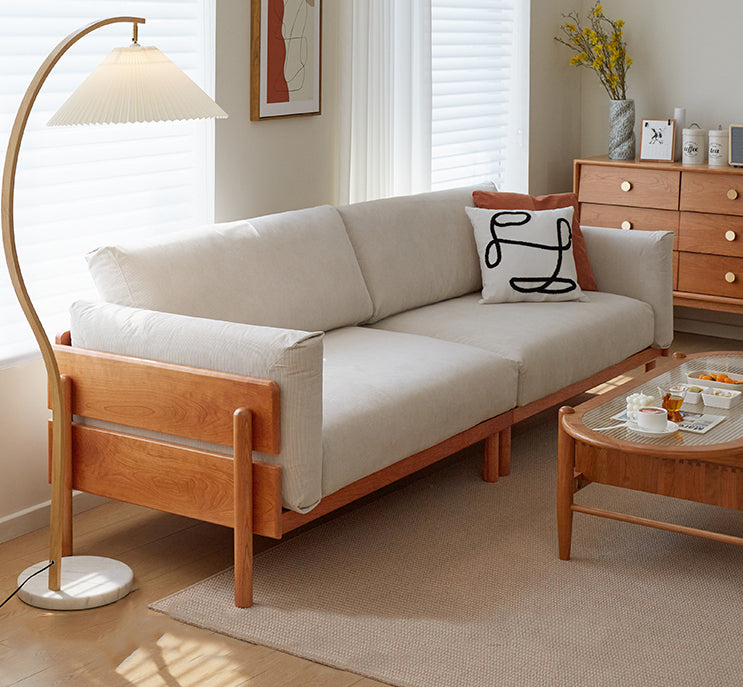 Sofá de madera maciza de roble, conjunto de sofás de madera de roble, sofá de cuero genuino