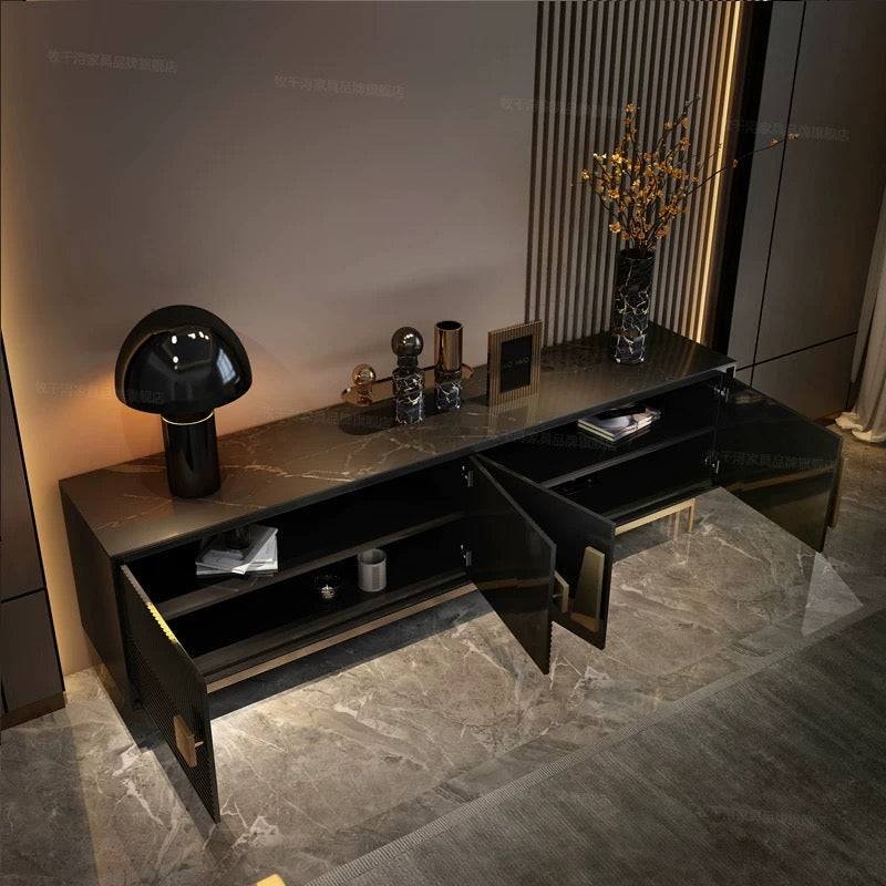 Black rock plate TV Cabinet