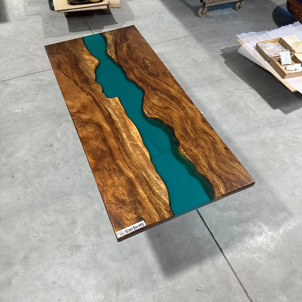 Mesa de cozinha em madeira epóxi, mesa de design especial, mesa de jantar em resina de madeira epóxi