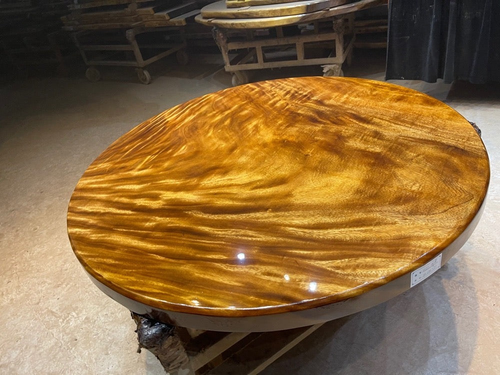 Mesa de comedor redonda de madera Monkey Pod, mesa de comedor redonda de madera de nogal de América del Sur