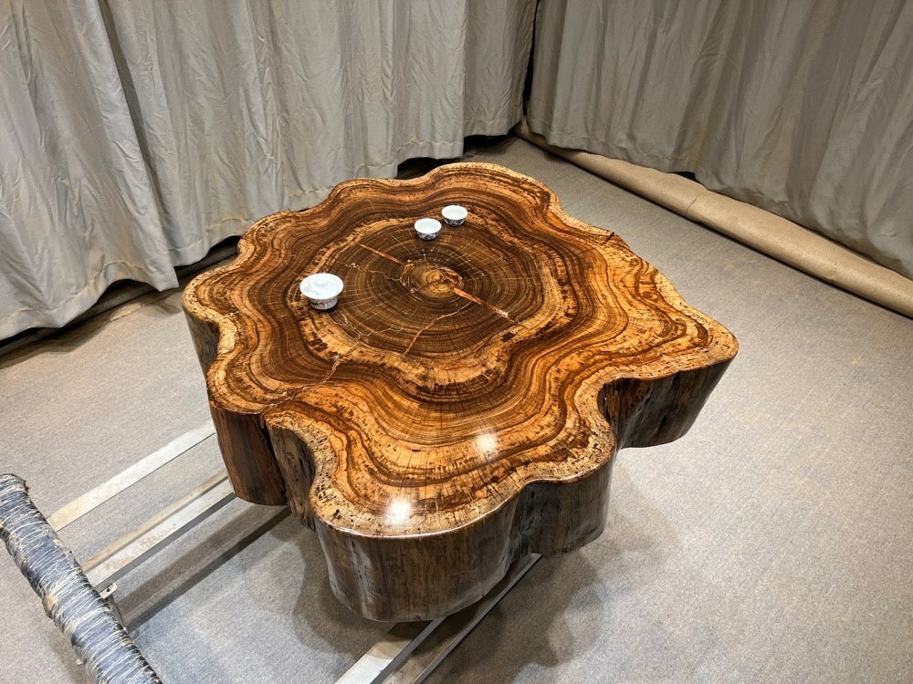 Tambor de mesa de centro de borda viva, mesa de centro de madeira redonda, mesa de centro de tambor de madeira, mesa de centro de tambor preto