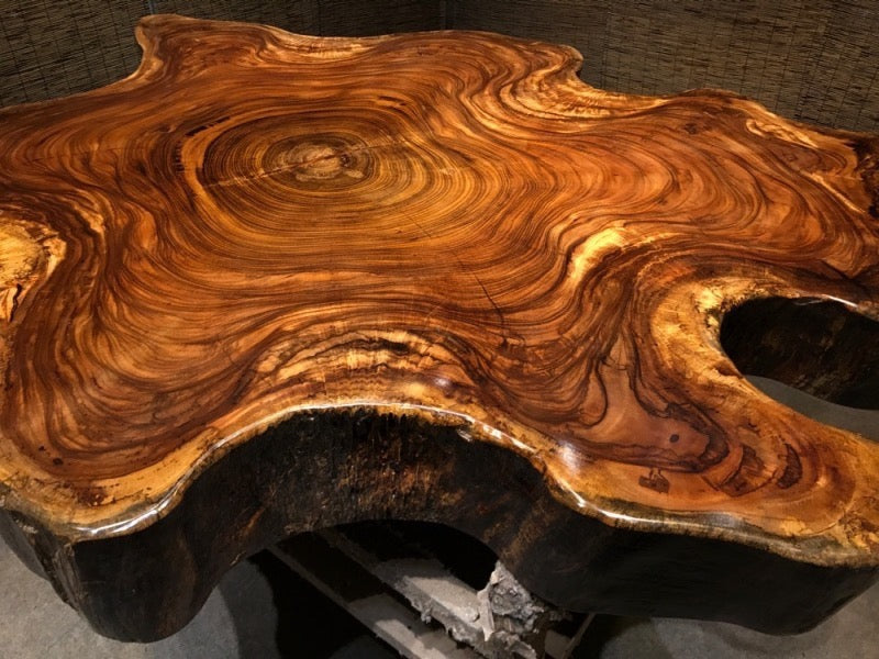 mesa de comedor redonda con borde vivo, mesa de comedor redonda de madera con borde vivo