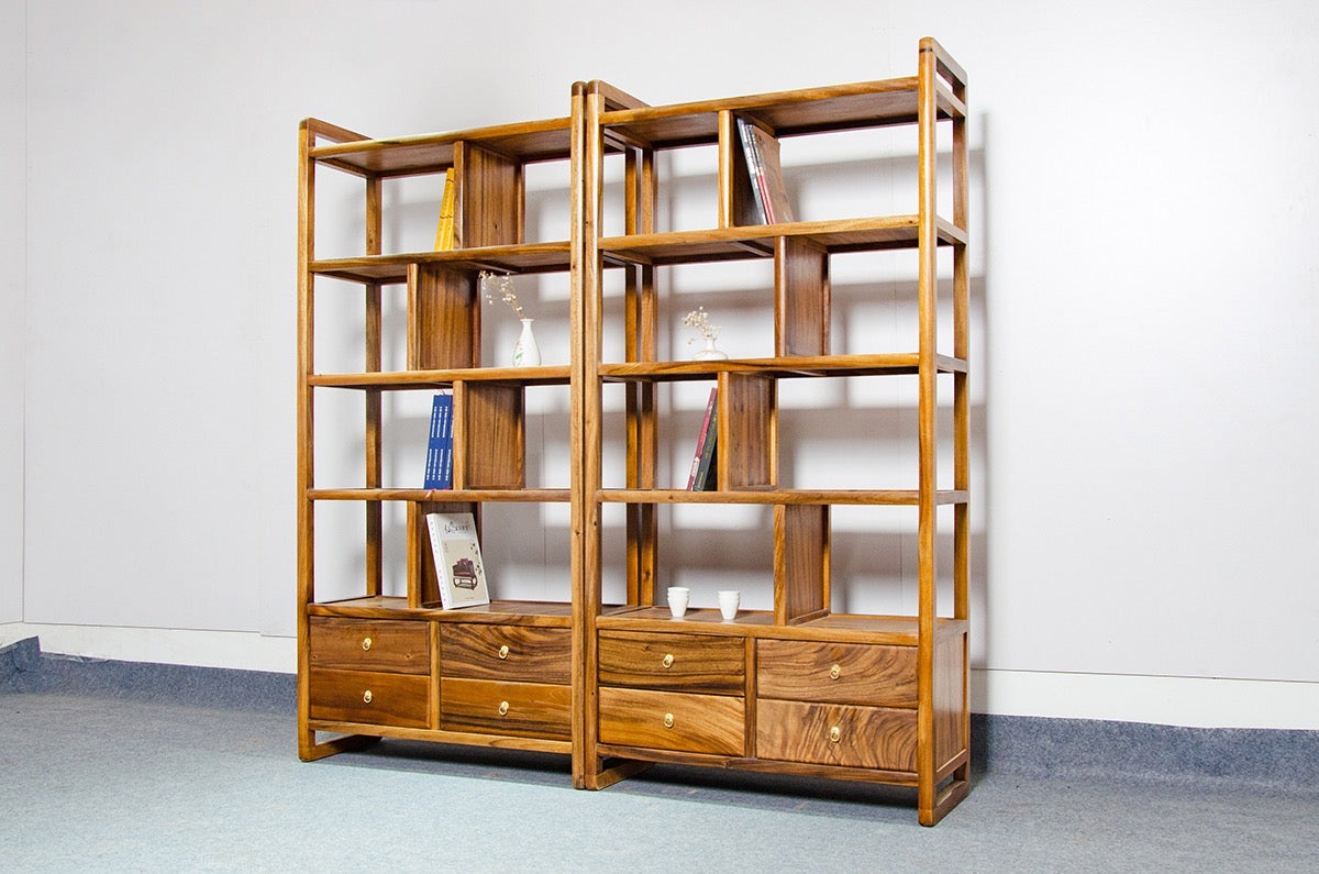 walnut bookcase, modern walnut bookcase, black and walnut bookcase