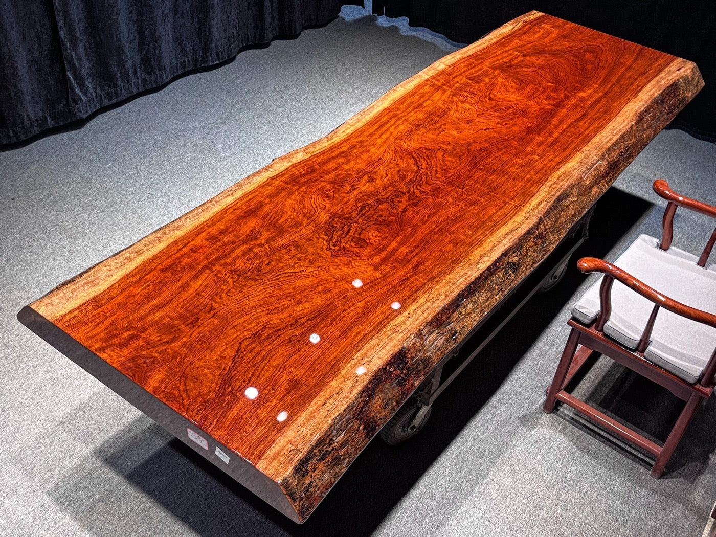 Mesa de comedor de madera maciza Bubinga, mesa de comedor viva en tono Bubinga