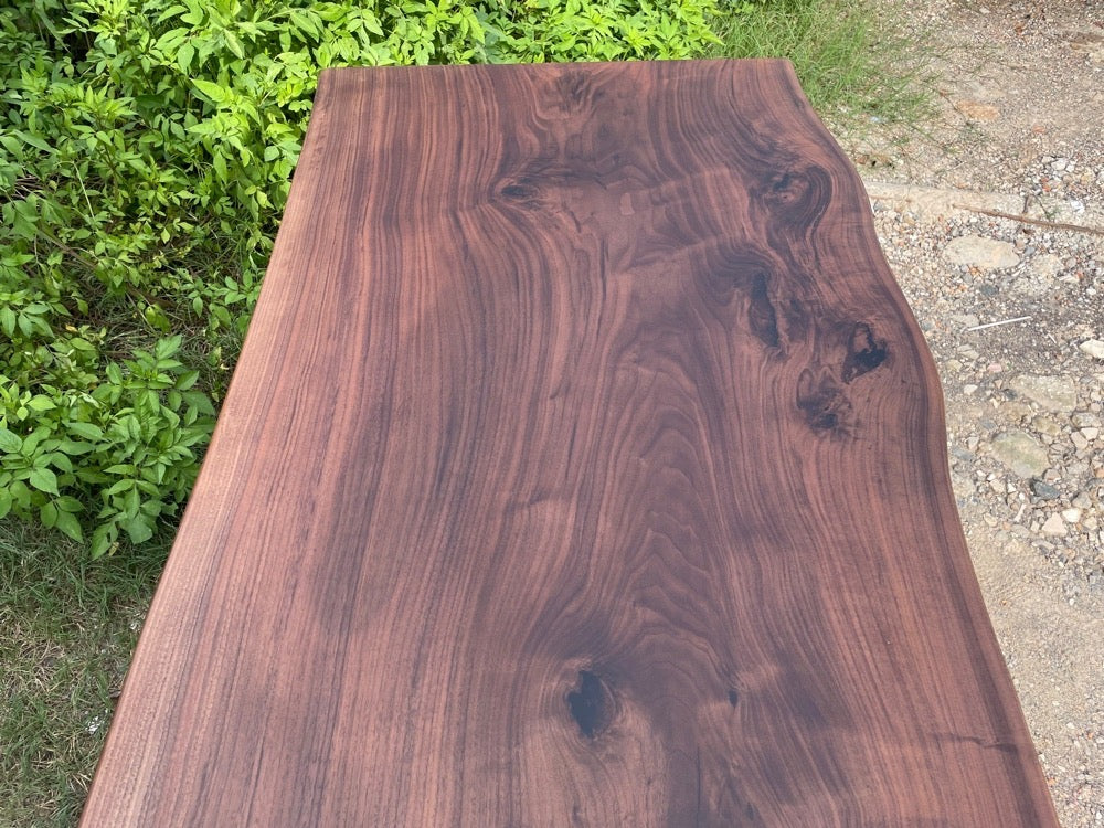Plack Table, Slab Miwwelen Live Wood Plack, Live Edge Wood Plack