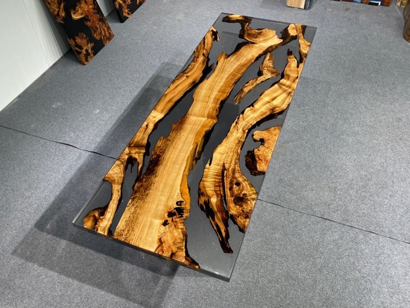 Massivt trä oregelbundet epoxihartsbord, japanskt epoxiharts tillverkat