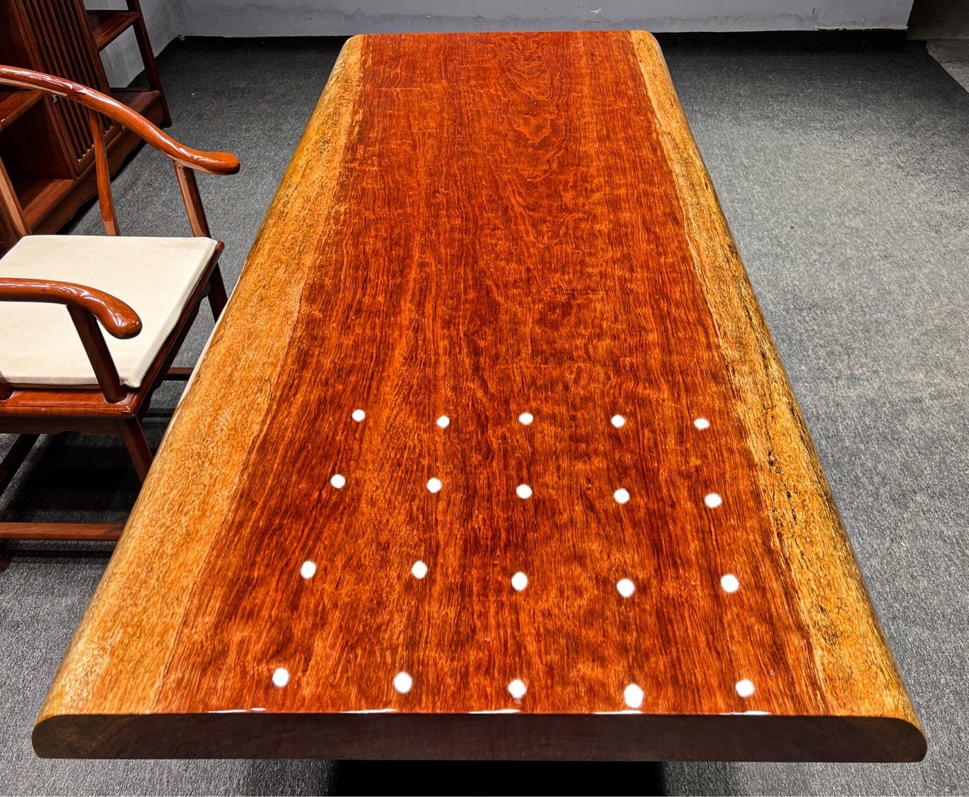 Tavolino da caffè Bubinga Slab, tavolo Live Edge, tavolo da pranzo in legno