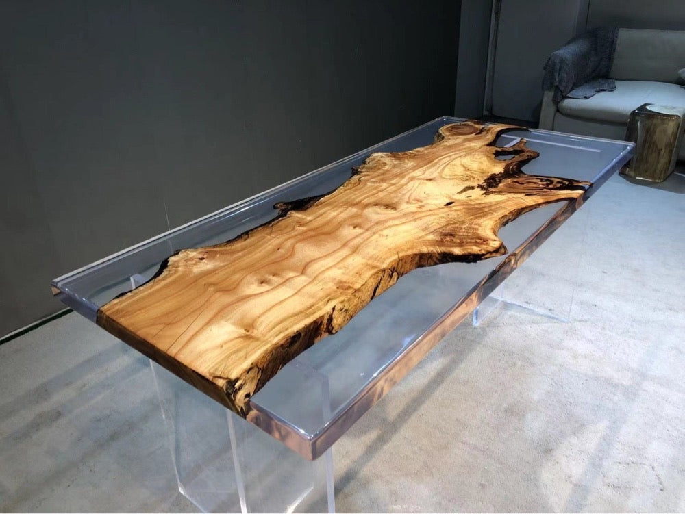 Epoxy resin supplies, Epoxy resin clear table in Geometry, Irregular Epoxy Resin Table