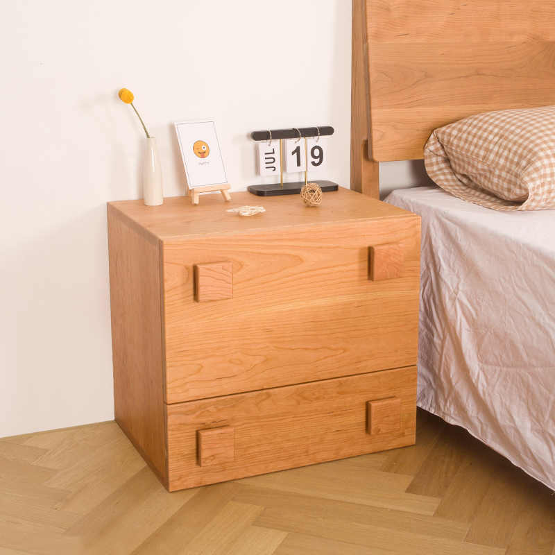 Minimalist Appeal Four Point Knob Cherry Wood Nightstand 