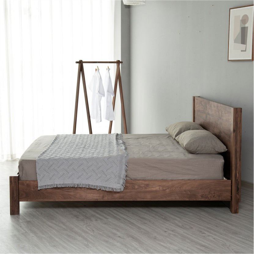 walnut bed frame double, walnut wood bed frame