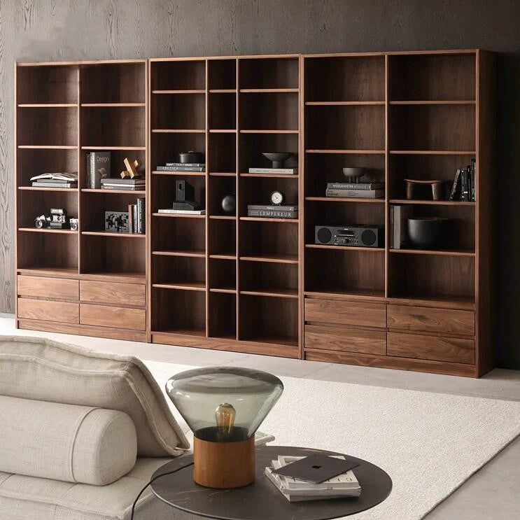 walnut bookcase, dark walnut bookcase, walnut bookcase with doors, low walnut bookcase