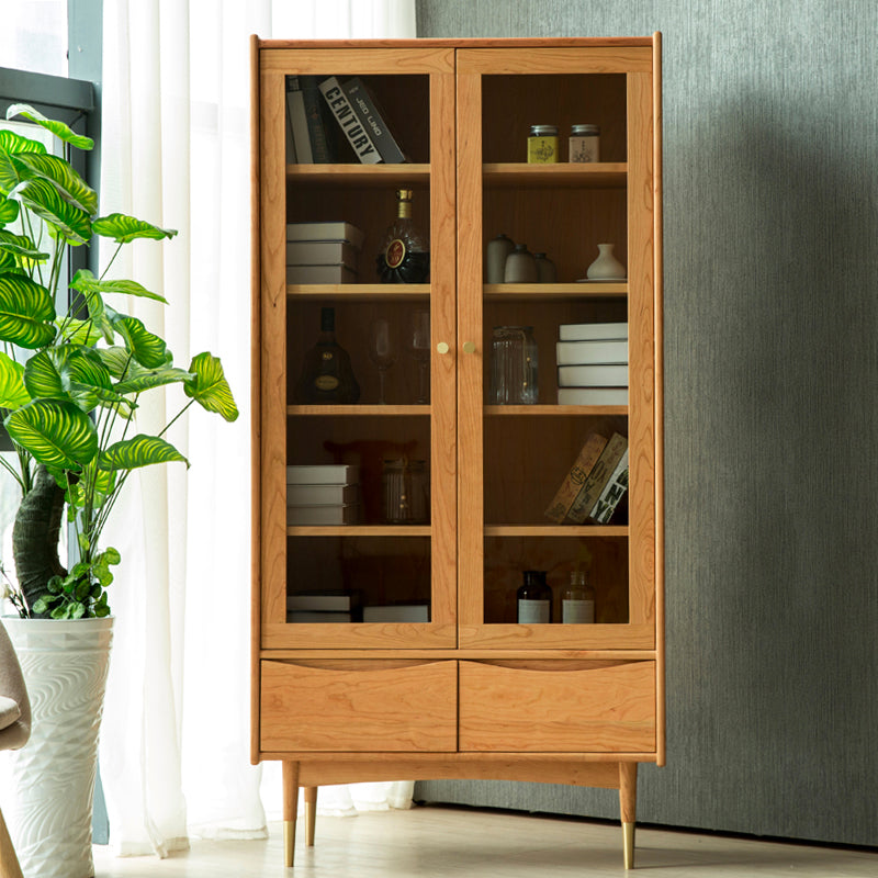 cherry bookcase with glass doors, cherry wood bookcase, bookcase cherry, solid cherry wood bookcase
