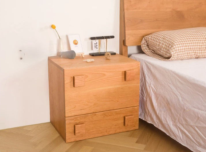 Minimalist Appeal Four Point Knob Cherry Wood Nightstand 
