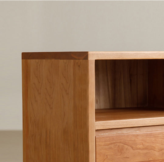 Artisan Crafted Round Leg Cherry Wood Bedside Table