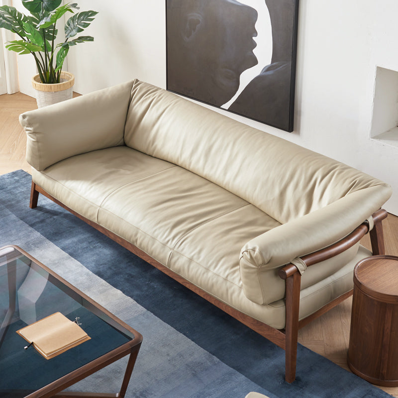Sofá de madera de nogal, sofá de madera maciza de nogal, venta de sofás de cuero genuino de nogal macizo