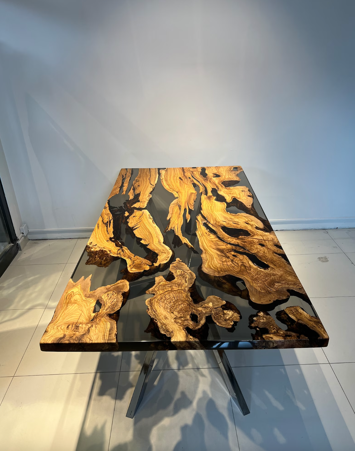 Mesa de resina epóxi de madeira, resina epóxi de tampo de mesa, mesas de resina epóxi