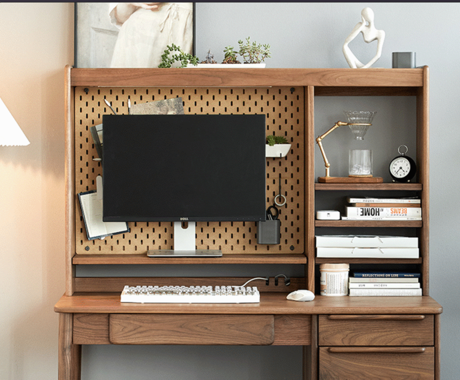 Massiver Walnuss-Schreibtisch mit Hutch, schwarzer Walnussholz-Schreibtisch aus Walnussholz