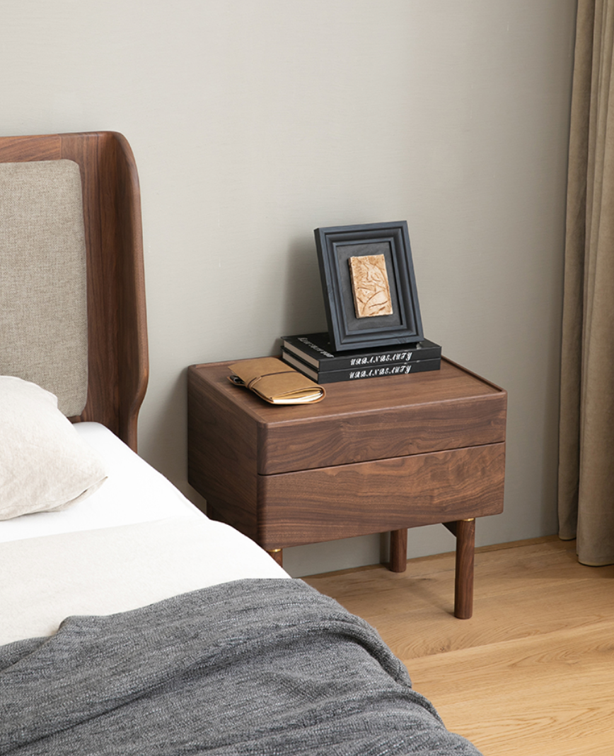 Art Deco Black Walnut Wood Night Table