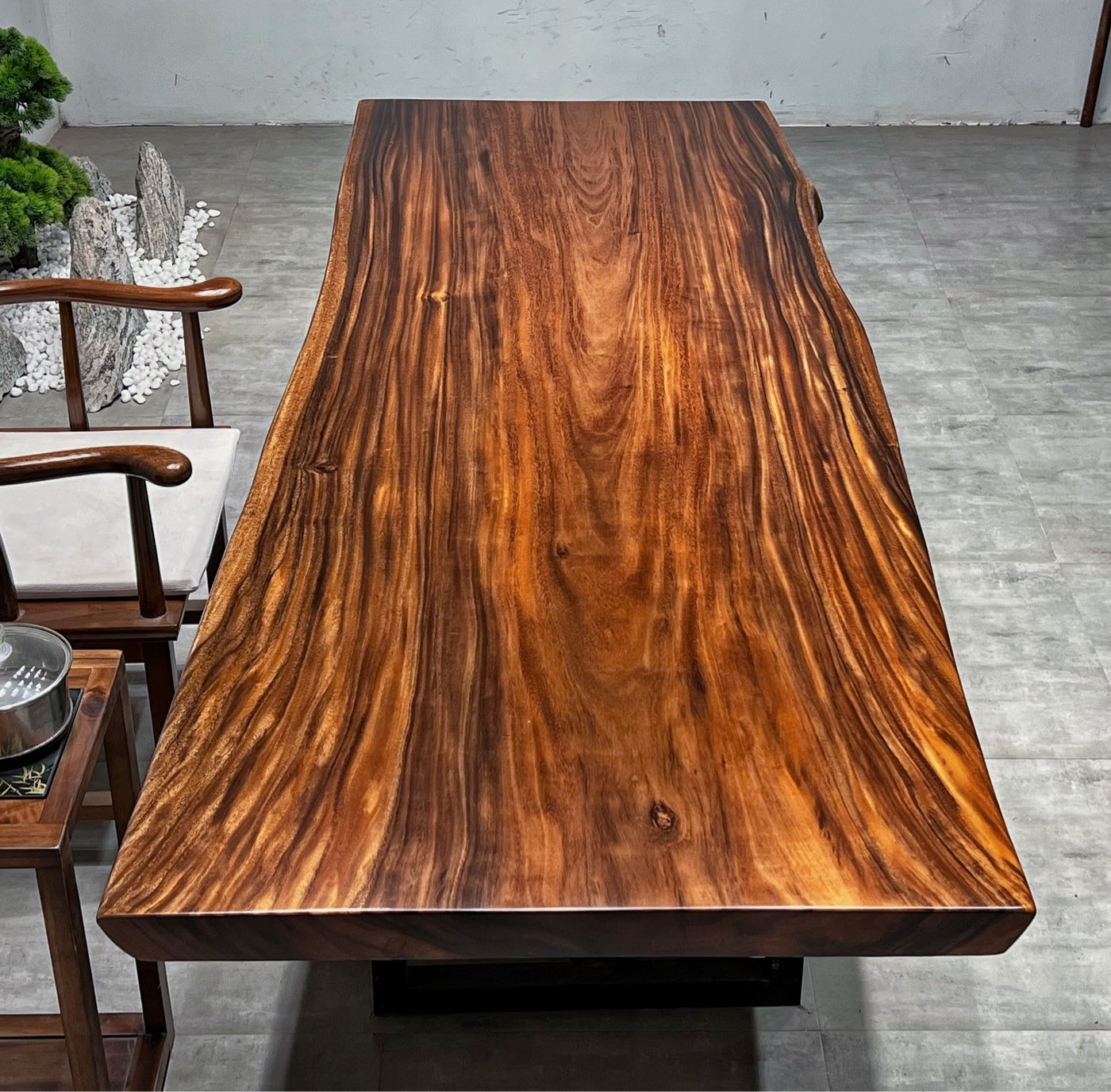 Mesa de laje, mesa de madeira de acácia - nogueira preta sul-americana
