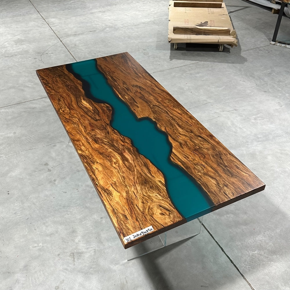 Epoxy Wood Kitchen Table, Special Design Table, Epoxy Wood Resin Iessdësch