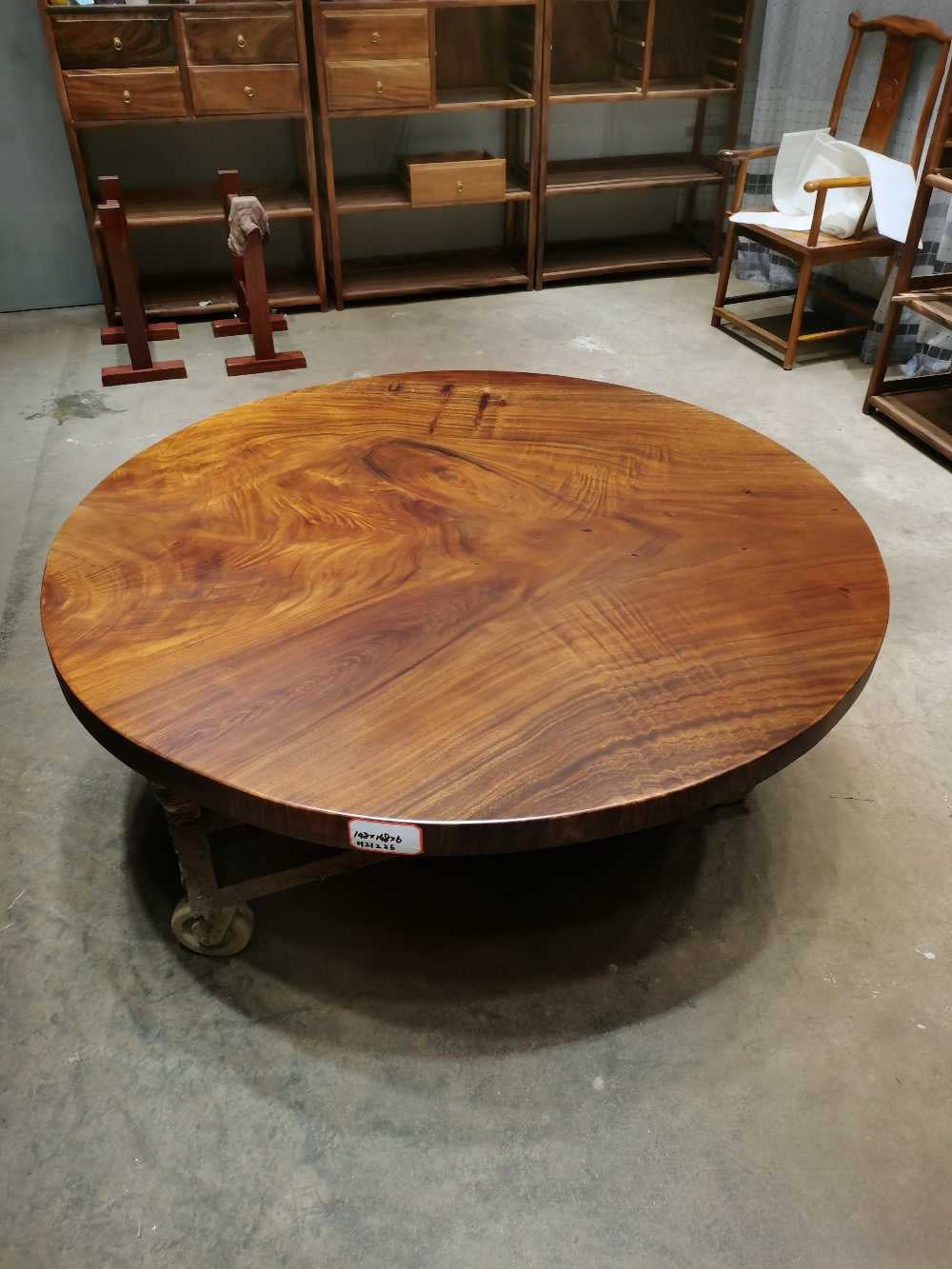 antique wood round table, raw wood round table, solid wood round table tops - SlabstudioHongKong
